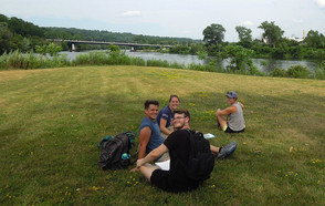ERCA_enews_SUNYESF- students sit alongside the Mohawk River/Erie Canal