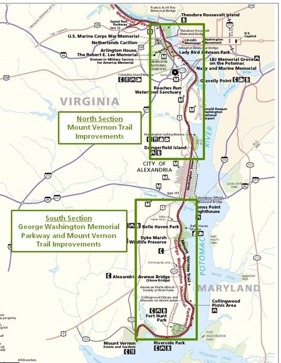 South parkway and Mount Vernon Trail Project Map