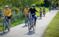 ERCA: A group of cyclists on the Canalway Trail near Rochester