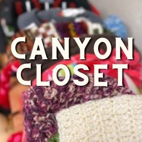 a rack of clothing with the words canyon closet overlaid