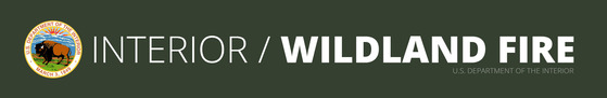 U.S. Department of the Interior logo with the text Interior / Wildland Fire