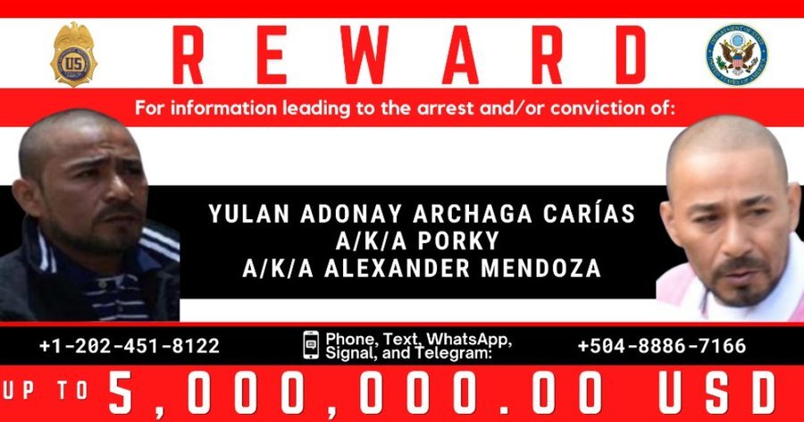 Reward Offered for Information on Yulan Adonay Archaga Carías