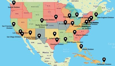 DEA Divisions map