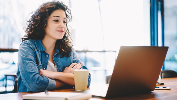Woman engaging with webinar