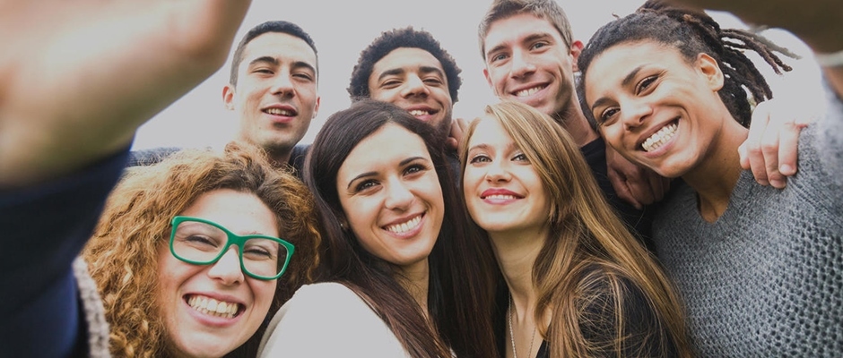 College students smiling