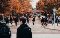 group of students walking outside