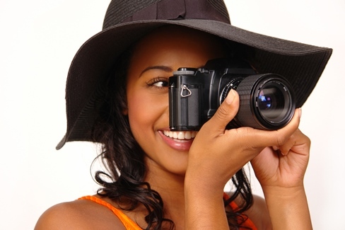 teen girl taking photos