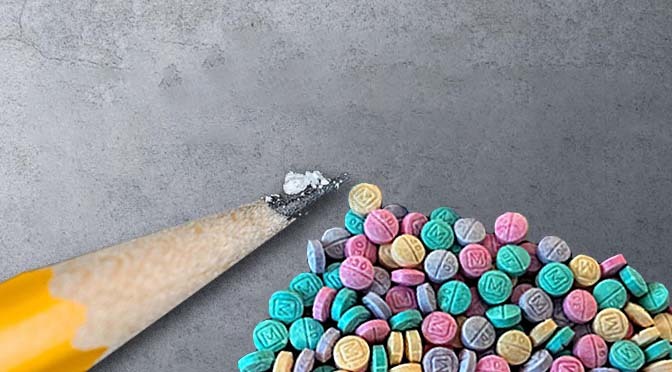 Fentanyl pencil and rainbow pills