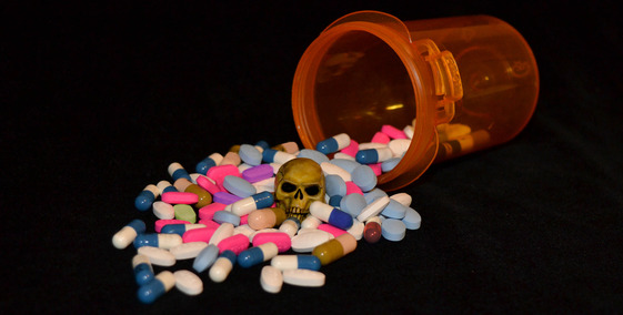 Prescription drugs with skull