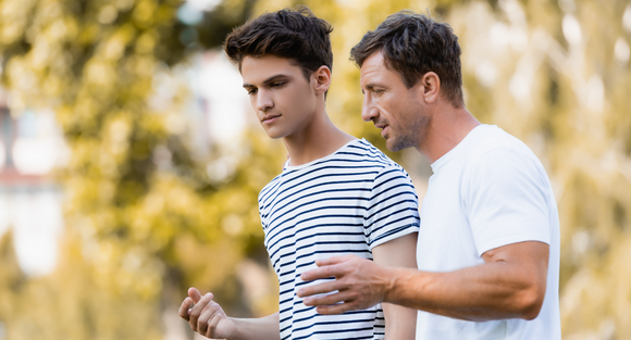 Father talks to teen son