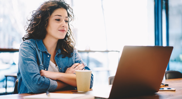 Woman engages with webinar