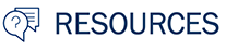 Resources banner, deep blue text