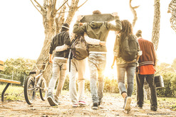 Teens walking together