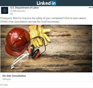 LinkedIn post: Employers: Want to improve the safety of your workplace? Click to learn about OSHA's free consultation services for small businesses: https://www.osha.gov/dcsp/smallbusiness/consult.html