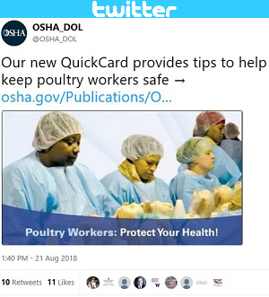 @OSHA_DOL Our new QuickCard provides tips to help keep poultry workers safe → https://www.osha.gov/Publications/OSHA3959.pdf …