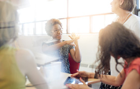 Working women having a conversation