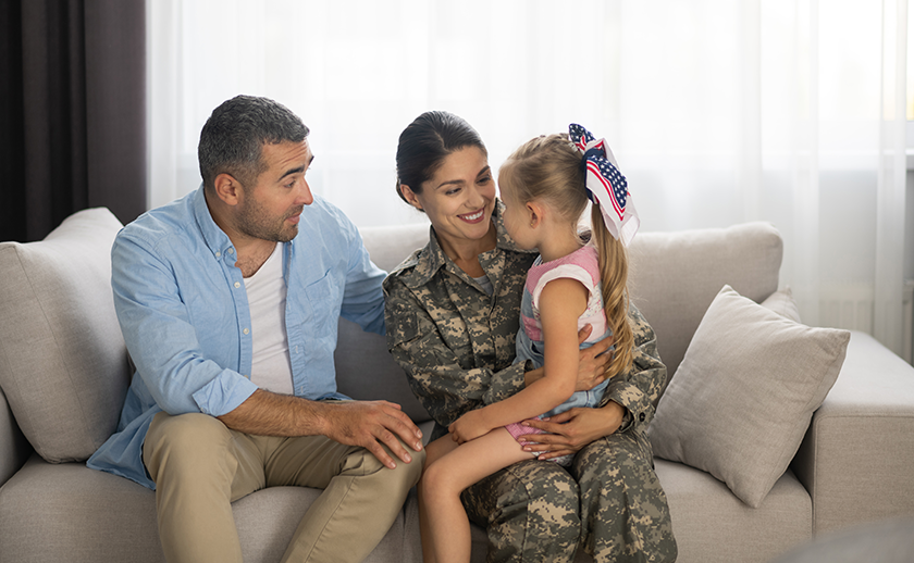 Woman Veteran and family