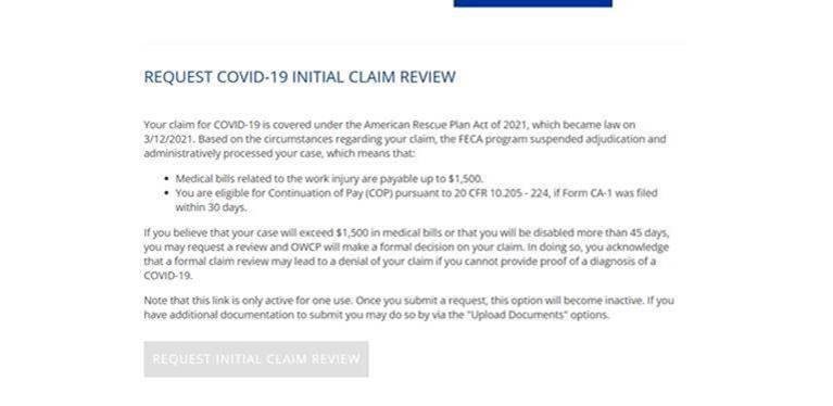 initial claim review COVID