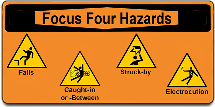 Focus Four Hazards: Falls, Caught-in or -between, Stuck-by, Electrocution