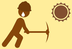 Icon of worker in hot conditions