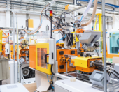 Injection molding machine in plastic factory