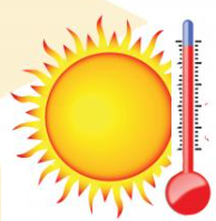 Sun and Thermometer Indicating High Temperature/Heat