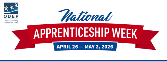 National Apprenticeship Week 2026 banner logo with ODEP logo at top left.