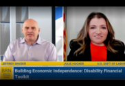 Screen grab of online interview with Assistant Secretary of Labor Julie Hocker and the Broadcast Retirement Network's Jeffrey Snyder. 