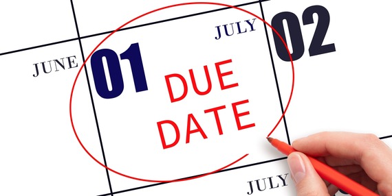 Calendar with Due Date of 1 July