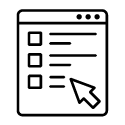 Icon showing online checklist.
