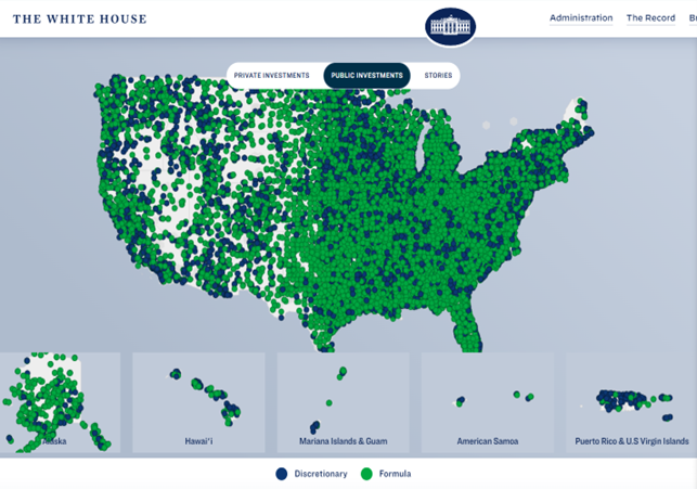 Screengrab of Map of Biden-Harris Administration Public Infrastructure Investments