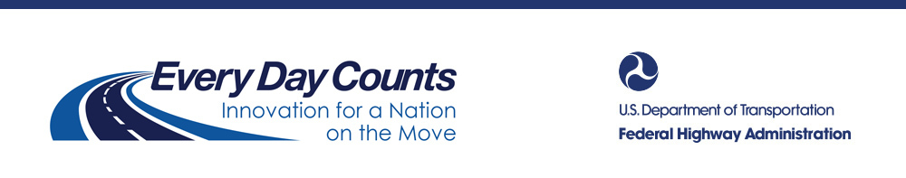 Left, Every Day Counts - Innovation for a Nation on the move. Right, FHWA Logo