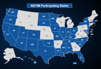 Map shows 36 blue-colored States that are participating in the Next Generation TIM program.