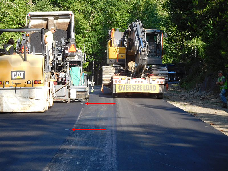 Pictured is Pavers installing divots in the roadway in preparation for thermoplastic recessed indicators in Independent Highway District, Idaho.