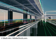 Wireframe view of a bridge information model of an infrastructure specimen. © black mts/AdobeStock.com.