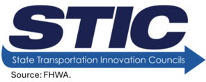 State Transportation Innovation Councils logo shows it's acronym, "STIC" with it spelled out below.