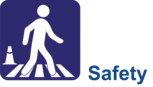 Safety Section header logo - person walking across crosswalk