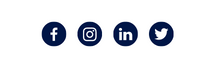 Social media icons for FaceBook, Instagram, LinkedIn and Twitter