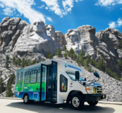 Bus in front of Mount Rushmore