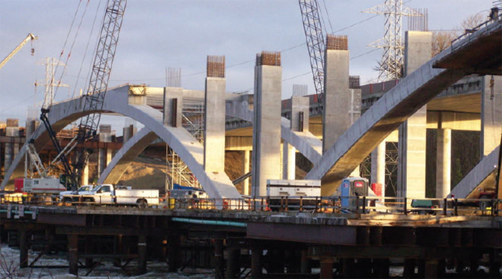 Completed arches of the southbound Willamette Bridge in Oregon.