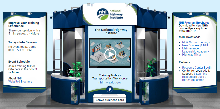 NHI's Virtual Booth at TRB 2021