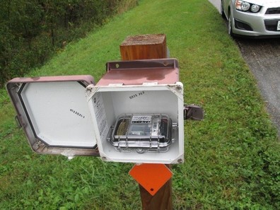 Magneometers in a Lockable Fiberglass Box Mounted to a Post