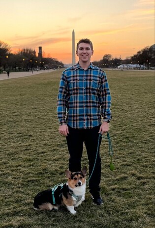 Eric Englin (and dog, Magnus) at the National Mall