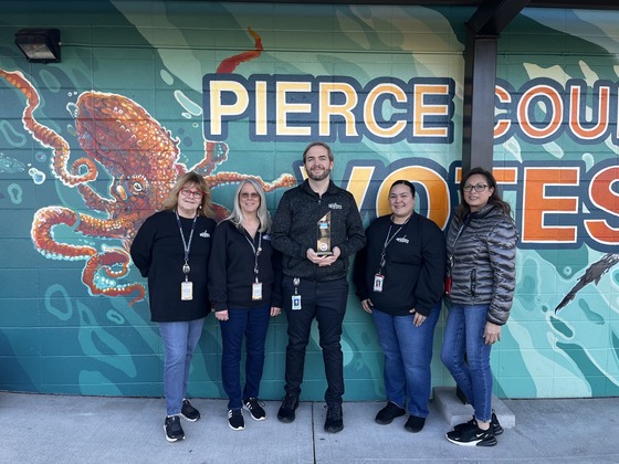 Pierce County, WA election staff with their 2024 Clearie Award