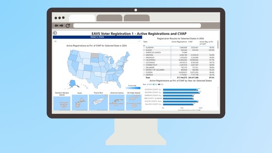 EAVS Voter Registration 1 - Active Registration and CVAP Data Interactive Screenshot