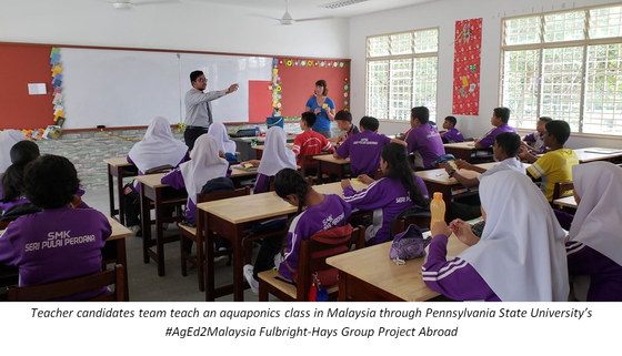 Teacher candidates team teach an aquaponics class in Malaysia