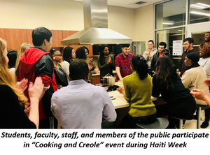 Students, faculty, staff, and members of the public participate in "Cooking and Creole" event during Haiti Week
