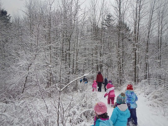 Schlitz Audubon Nature Preschool winter nature walk