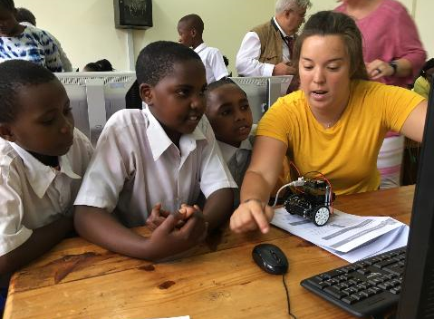 Tanzanian Students Learn Robotics with Group Project Abroad Participants