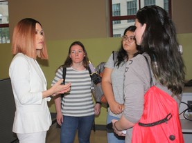 Honda Interpreter Speaking with Students